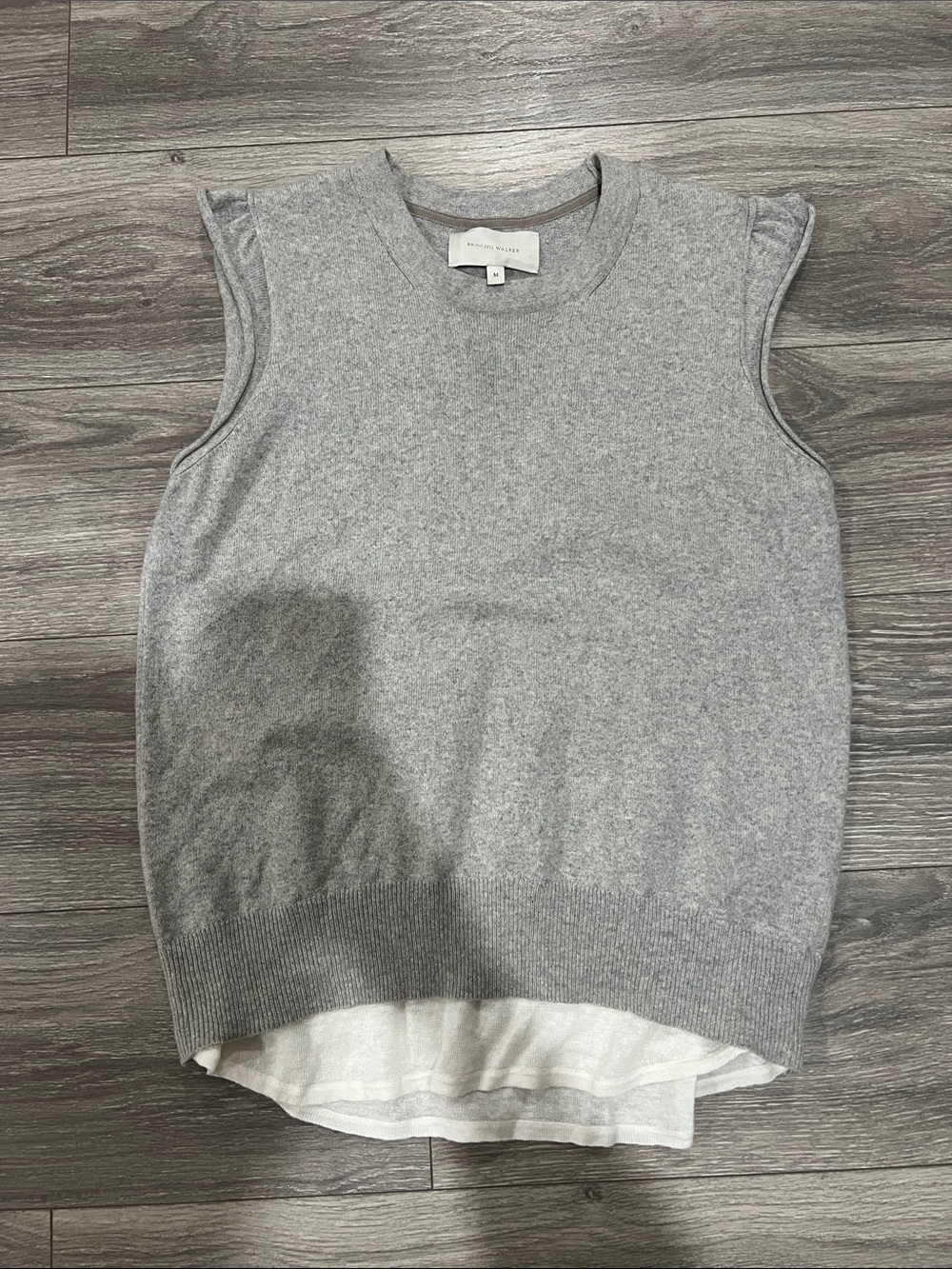 Brochu Walker Gray Crewneck Sleeveless Knit Top